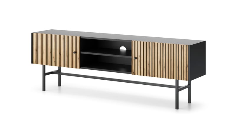 Francisca TV-bænk 155 cm - Sort/Eg - Møbler - TV borde & mediemøbler - TV-borde