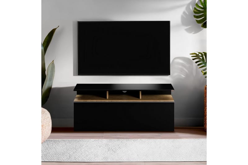 Galnor Tv-bænk 117 cm - Sort/Mellemfarvet træ - Møbler - TV borde & mediemøbler - TV-borde
