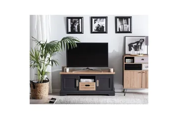 Garet Fritstående TV-bord 120 cm med Opbevaring i Lyst Træ - Mørkegrå - Møbler - TV borde & mediemøbler - TV-borde
