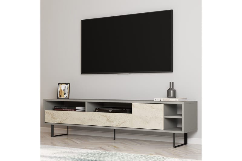 Gazali TV-bord 180 cm - Grå/Travertin - Møbler - TV borde & mediemøbler - TV-borde