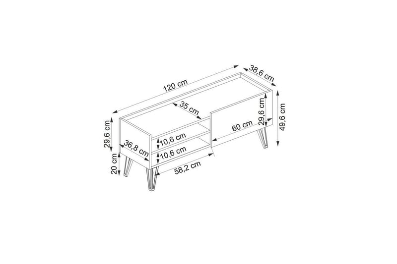 Giancarlo TV-bænk 120 cm - Blå/Antracit - Møbler - TV borde & mediemøbler - TV-borde