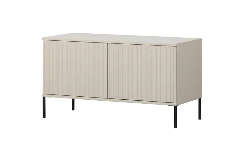 Gravure Gulvstående Tv-bord 100 cm med Opbevaring i Malet Træ, Beige
