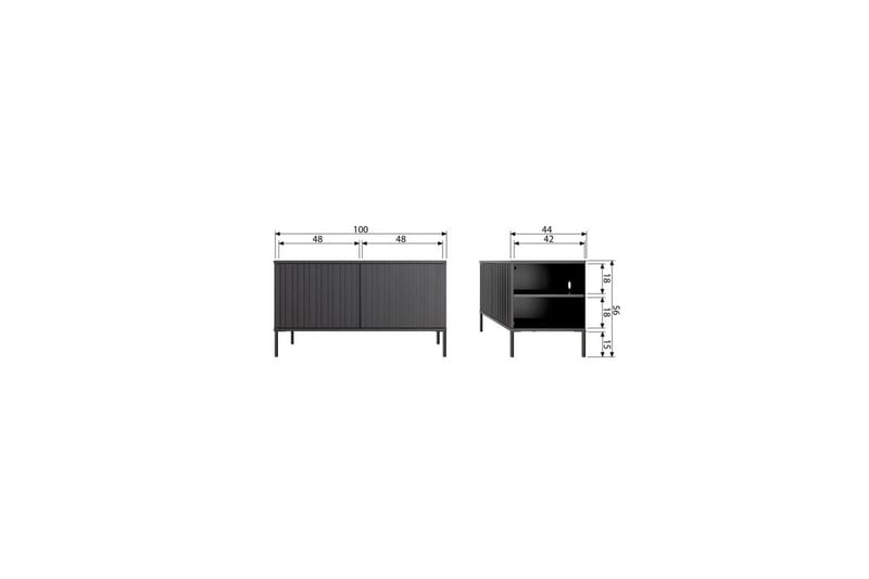 Gravure Gulvstående Tv-bord 100 cm med Opbevaring i Malet Træ - Beige - Møbler - TV borde & mediemøbler - TV-borde