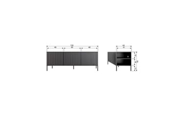Gravure Gulvstående Tv-bord 150 cm med Opbevaring i Mørkt Træ - Lys Beige - Møbler - TV borde & mediemøbler - TV-borde