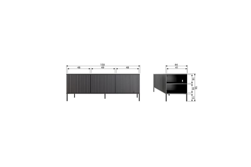 Gravure Gulvstående Tv-bord 150 cm med Opbevaring i Mørkt Træ - Lys Beige - Møbler - TV borde & mediemøbler - TV-borde