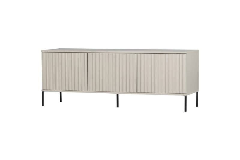 Gravure Gulvstående Tv-bord 150 cm med Opbevaring i Mørkt Træ, Lys Beige