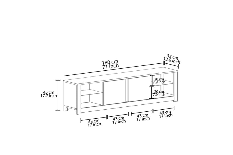 Griselda TV-bænk 180 cm i Eg - Hvid - Møbler - TV borde & mediemøbler - TV-borde