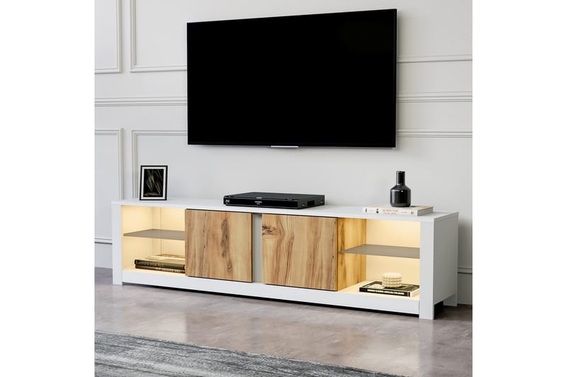 Griselda TV-bænk 180 cm i Eg - Hvid - Møbler - TV borde & mediemøbler - TV-borde