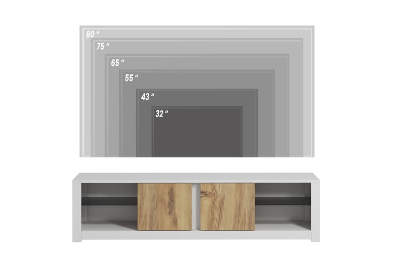Griselda TV-bænk 180 cm i Eg - Hvid - Møbler - TV borde & mediemøbler - TV-borde