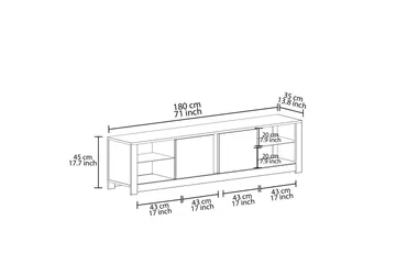 Griselda TV-bord 180 cm - Grå/Travertin - Møbler - TV borde & mediemøbler - TV-borde