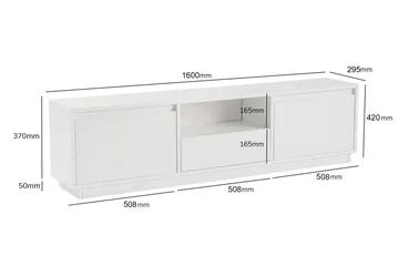 Gulliver Gulvstående Tv Bænk 160 cm med Opbevaring i Malet Træ - Hvid - Møbler - TV borde & mediemøbler - TV-borde
