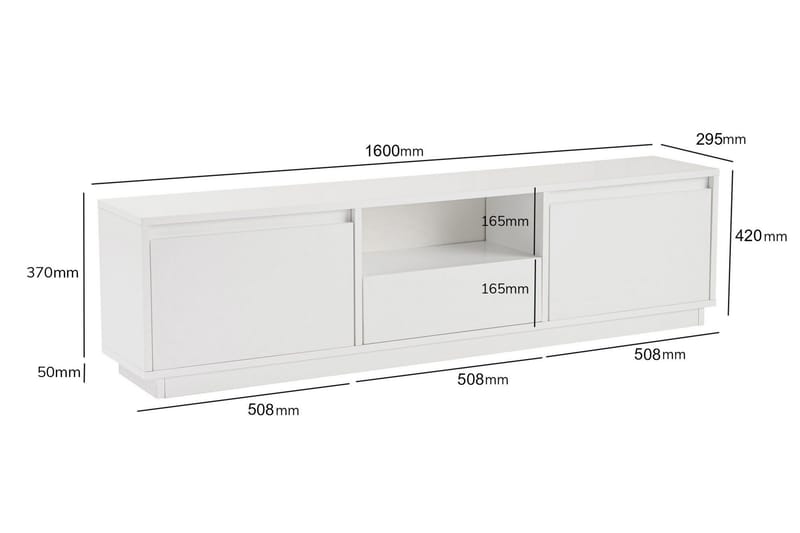 Gulliver Gulvstående Tv Bænk 160 cm med Opbevaring i Malet Træ - Hvid - Møbler - TV borde & mediemøbler - TV-borde