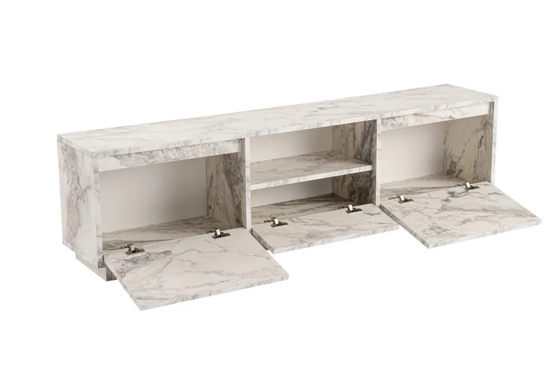 Gulliver Tv-bænk 160x30 cm - Lys Beige/Marmor - Møbler - TV borde & mediemøbler - TV-borde