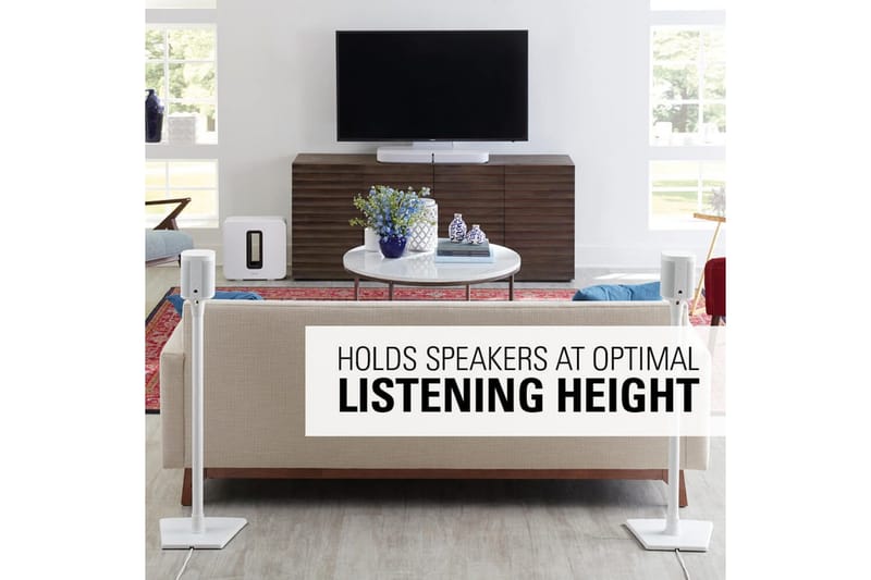 Gulvstander Sanus for Sonos One SL Play:1 og Play:3 2 Dele Hvid, Fast stativ - Hvid, Fast stativ - Møbler - TV borde & mediemøbler - Mediestativ & vægbeslag