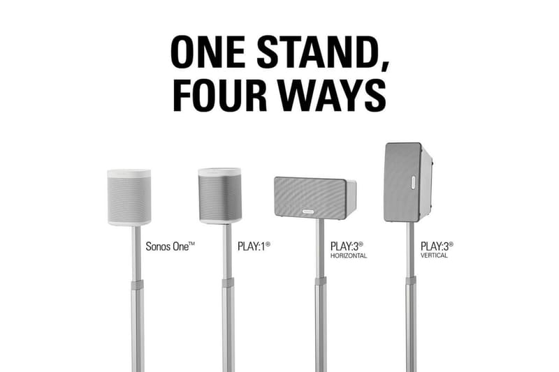 Gulvstander Sanus for Sonos One SL Play:1 og Play:3 Hvid, Justerbart stativ - Hvid, Justerbart stativ - Møbler - TV borde & mediemøbler - Mediestativ & vægbeslag