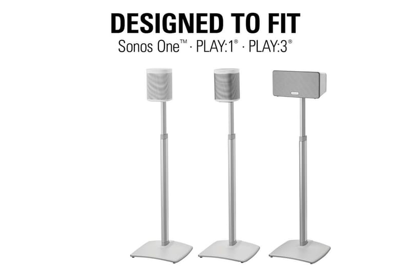 Gulvstander Sanus for Sonos One SL Play:1 og Play:3 Hvid, Justerbart stativ - Hvid, Justerbart stativ - Møbler - TV borde & mediemøbler - Mediestativ & vægbeslag