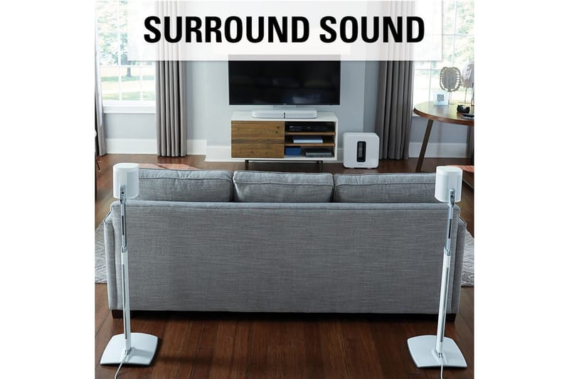 Gulvstander Sanus for Sonos One SL Play:1 og Play:3 2 Dele Hvid, Justerbart stativ - Hvid, Justerbart stativ - Møbler - TV borde & mediemøbler - Mediestativ & vægbeslag