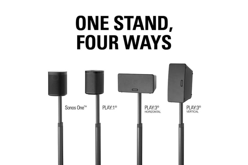 Gulvstander Sanus for Sonos One SL Play:1 og Play:3 Sort, Justerbart stativ - Sort, Justerbart stativ - Møbler - TV borde & mediemøbler - Mediestativ & vægbeslag