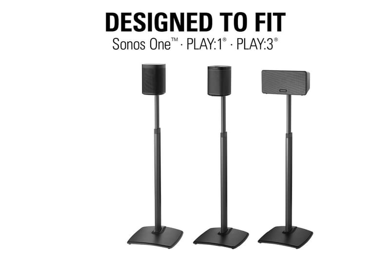 Gulvstander Sanus for Sonos One SL Play:1 og Play:3 Sort, Justerbart stativ - Sort, Justerbart stativ - Møbler - TV borde & mediemøbler - Mediestativ & vægbeslag