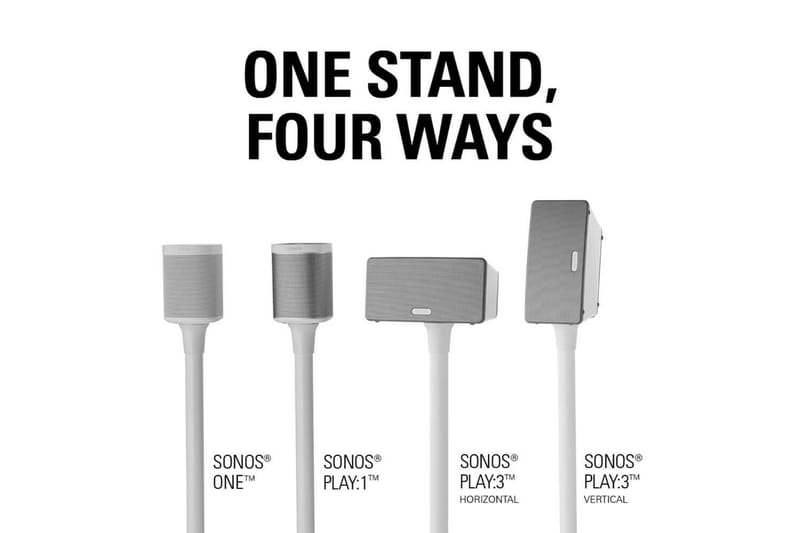 Gulvstander Sanus for Sonos One SL Play:1 og Play:3 2 Dele Hvid, Fast stativ - Hvid, Fast stativ - Møbler - TV borde & mediemøbler - Mediestativ & vægbeslag