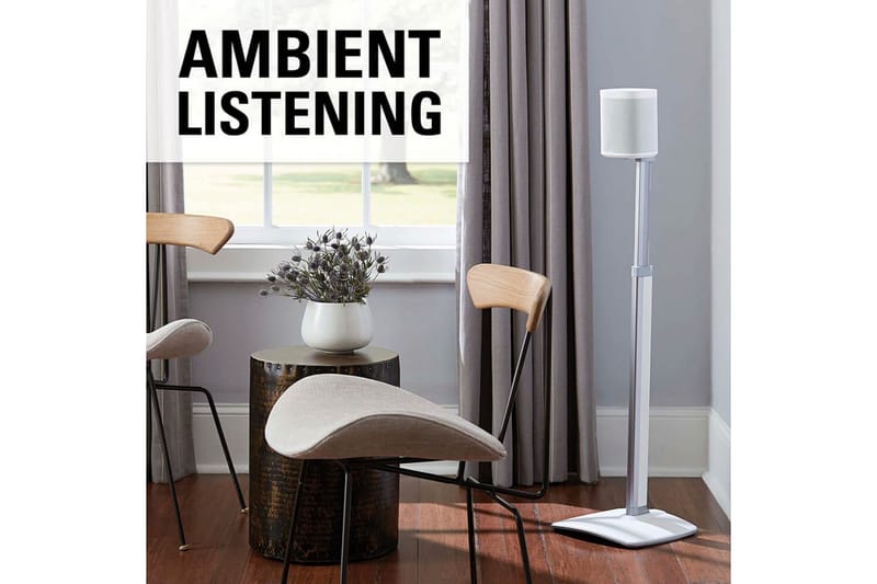 Gulvstander Sanus for Sonos One SL Play:1 og Play:3 Hvid, Justerbart stativ - Hvid, Justerbart stativ - Møbler - TV borde & mediemøbler - Mediestativ & vægbeslag