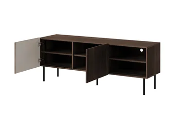Hammarstrand Rillet TV-bænk mørkt træ med opbevaring – 42 cm dyb, 150 cm bred, 58 cm høj - Valnød - Møbler - TV borde & mediemøbler - TV-borde