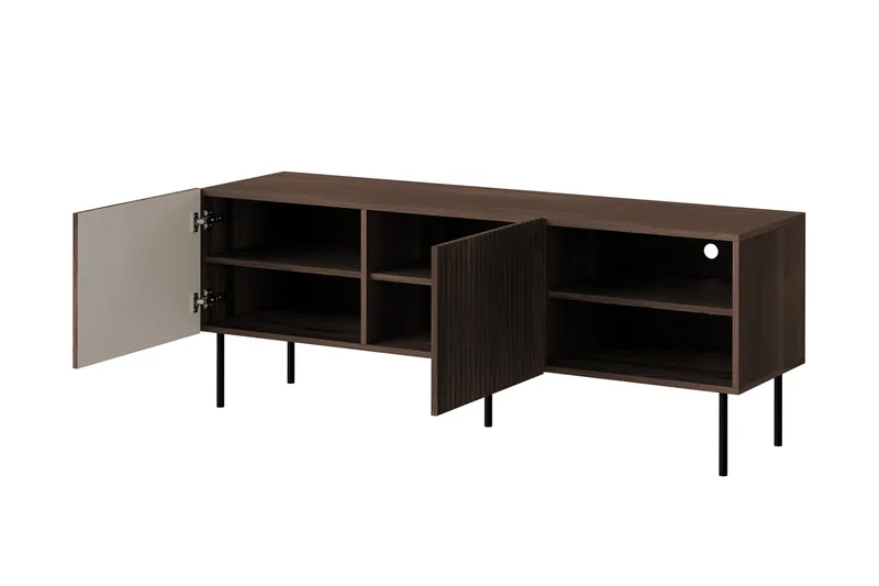 Hammarstrand Rillet TV-bænk mørkt træ med opbevaring – 42 cm dyb, 150 cm bred, 58 cm høj - Valnød - Møbler - TV borde & mediemøbler - TV-borde