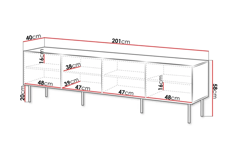 Hammarstrand TV-bænk med opbevaring 201 cm - Valnød - Møbler - TV borde & mediemøbler - TV-borde