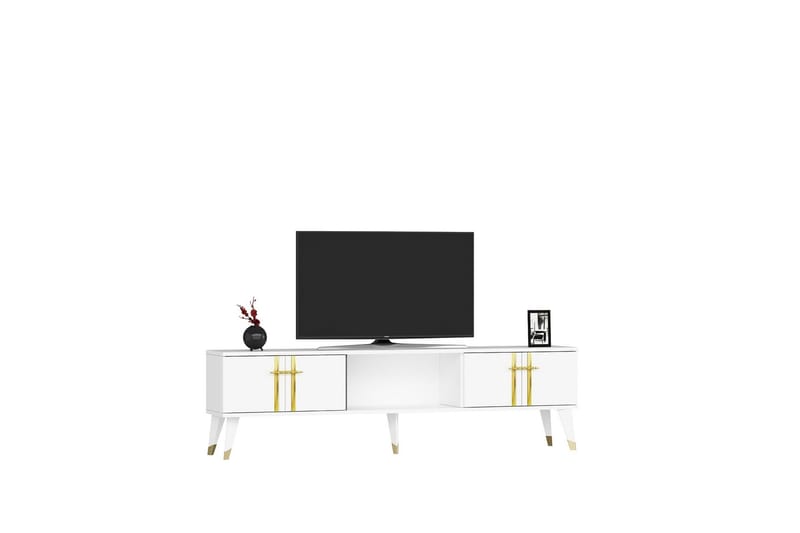 Harsum Tv-bænk 150 cm - Hvid/Guld - Møbler - TV borde & mediemøbler - TV-borde