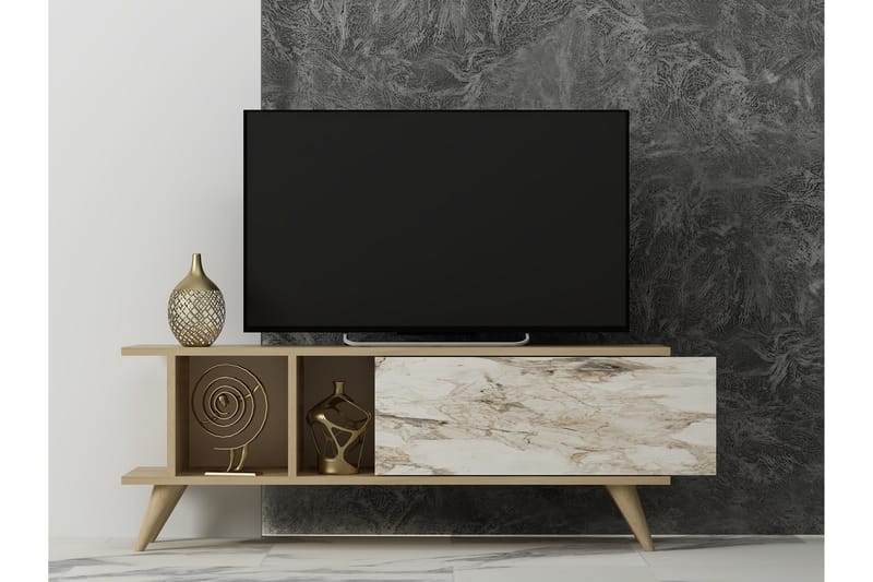 Hattie Tv-bænk 120 cm - Eg/Marmor - Møbler - TV borde & mediemøbler - TV-borde