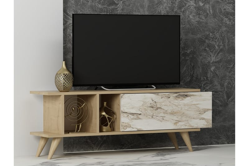 Hattie Tv-bænk 120 cm - Eg/Marmor - Møbler - TV borde & mediemøbler - TV-borde