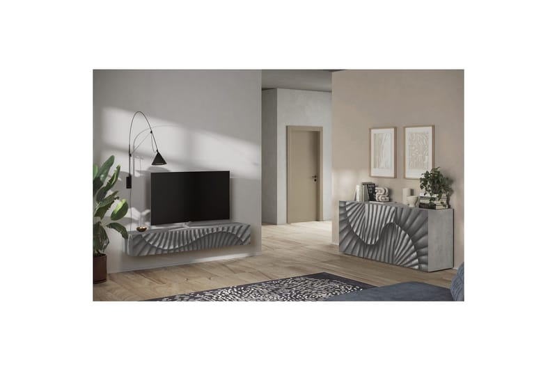 Hawell Væghængt TV-bord 180 cm - Grå - Møbler - TV borde & mediemøbler - TV-borde