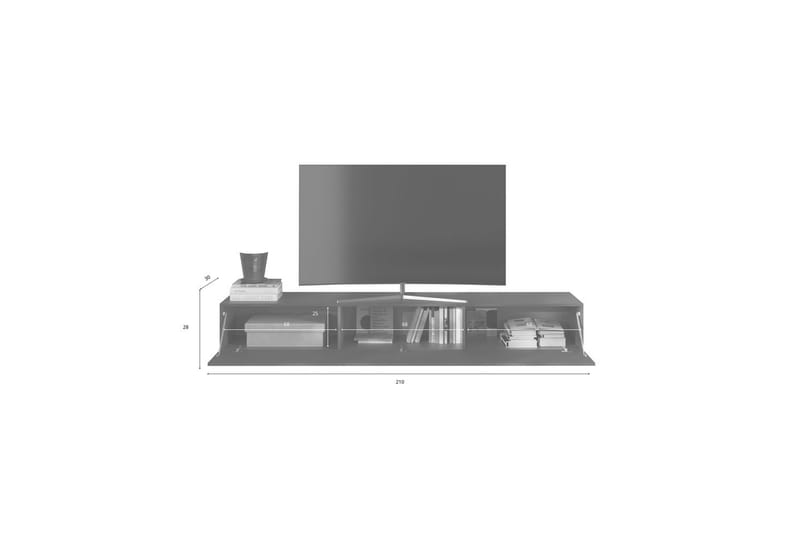 Hawell Væghængt TV-bord 210 cm - Grå - Møbler - TV borde & mediemøbler - TV-borde
