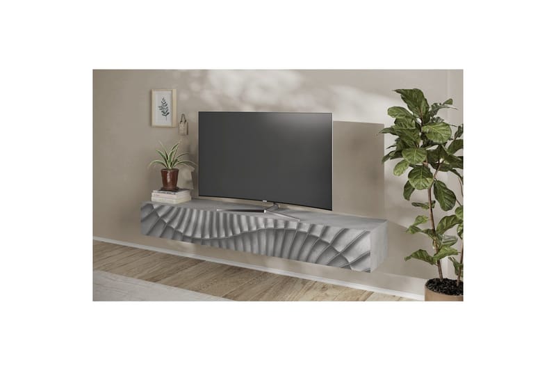 Hawell Væghængt TV-bord 210 cm - Grå - Møbler - TV borde & mediemøbler - TV-borde
