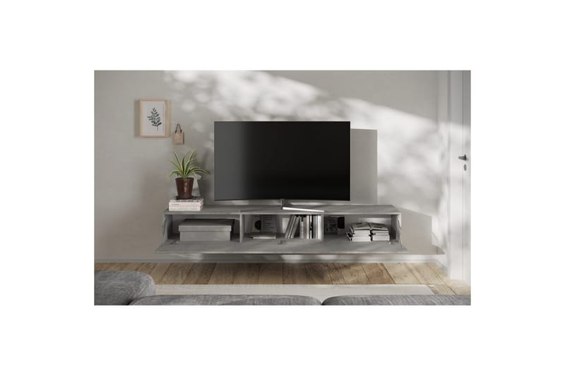 Hawell Væghængt TV-bord 210 cm - Grå - Møbler - TV borde & mediemøbler - TV-borde