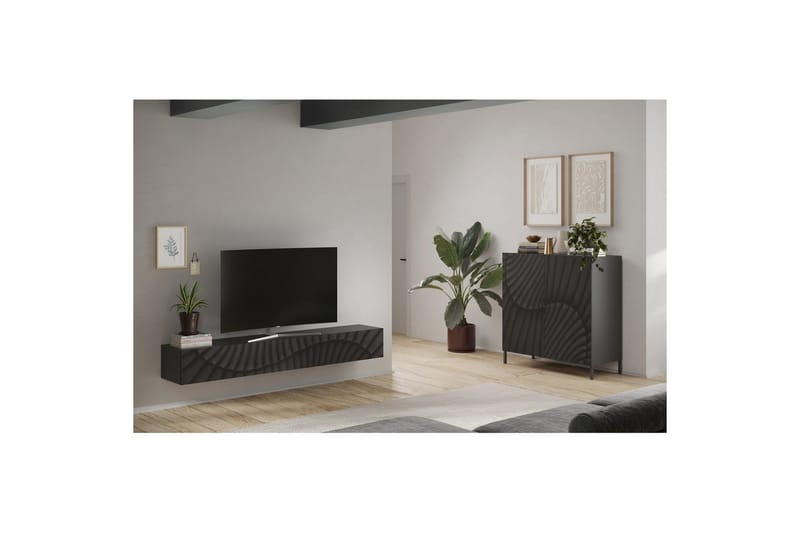Hawell Væghængt TV-bord 210 cm - Mørkegrå - Møbler - TV borde & mediemøbler - TV-borde