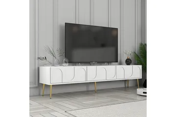 Hazim Fritstående Tv-bord 180 cm med Opbevaring i Malet Træ - Hvid - Møbler - TV borde & mediemøbler - TV-borde