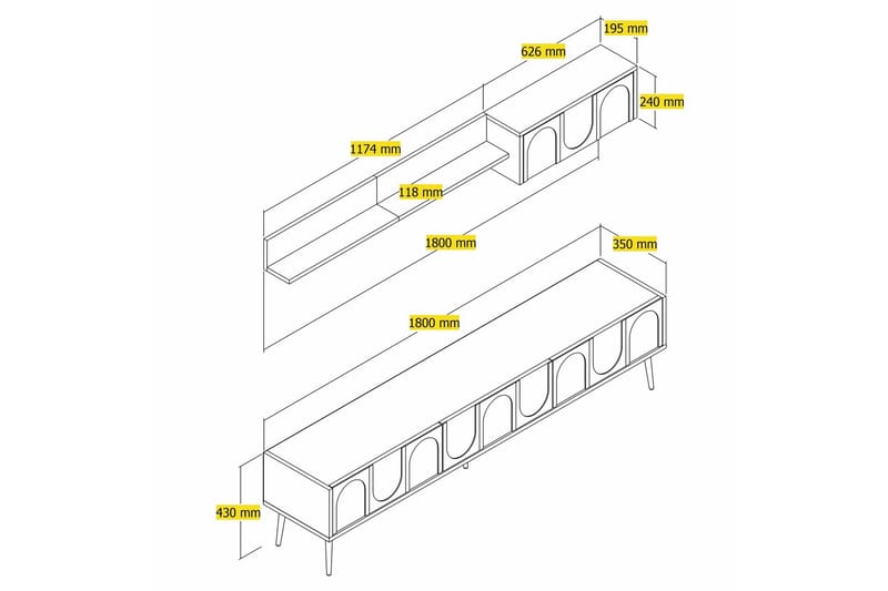 Hazim Fritstående Tv-bord 180 cm med Opbevaring i Malet Træ - Taupe - Møbler - TV borde & mediemøbler - TV-borde