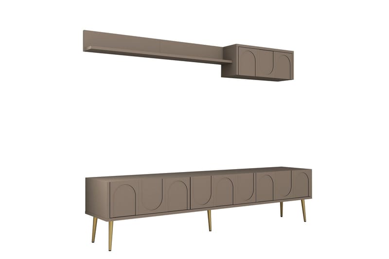 Hazim Fritstående Tv-bord 180 cm med Opbevaring i Malet Træ, Taupe