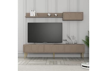 Hazim Fritstående Tv-bord 180 cm med Opbevaring i Malet Træ - Taupe - Møbler - TV borde & mediemøbler - TV-borde