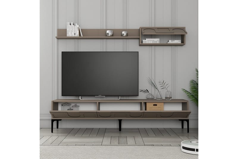 Hazim Gulvstående Tv-bord 180 cm med Opbevaring i Malet Træ - Brun - Møbler - TV borde & mediemøbler - TV-borde