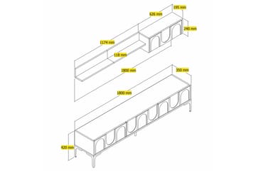 Hazim Gulvstående Tv-bord 180 cm med Opbevaring i Malet Træ - Brun - Møbler - TV borde & mediemøbler - TV-borde
