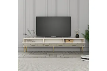 Hazim Tv-bænk 180 cm - Creme/Guld - Møbler - TV borde & mediemøbler - TV-borde