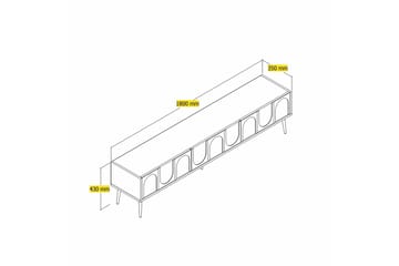 Hazim Tv-bænk 180 cm - Creme/Guld - Møbler - TV borde & mediemøbler - TV-borde
