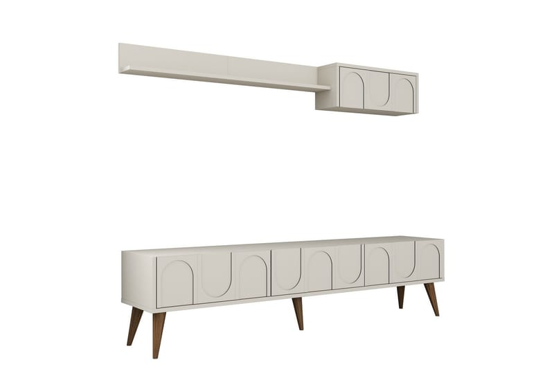 Hazim Tv-bænk 180 cm, Creme/Valnød