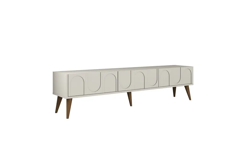 Hazim Tv-bænk 180 cm, Creme/Valnød