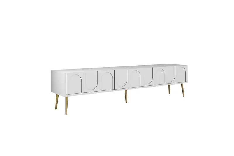 Hazim Tv-bænk 180 cm, Hvid/Guld