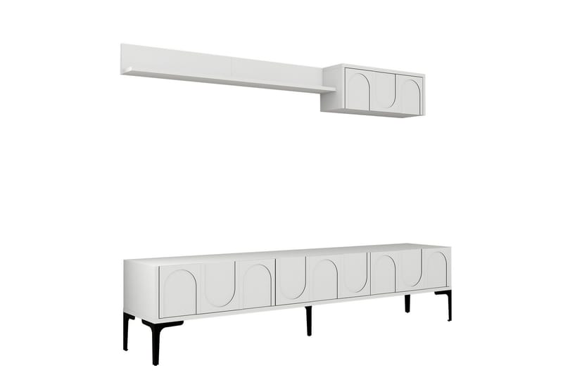 Hazim Tv-bænk 180 cm, Hvid/Sort