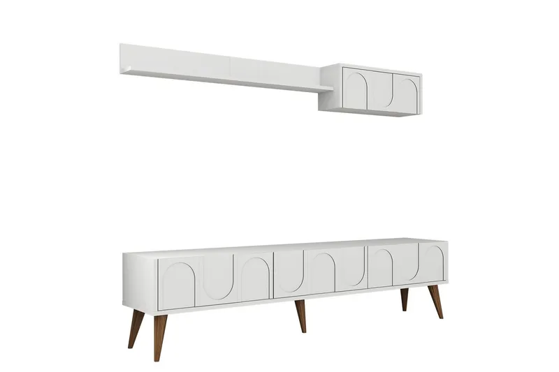 Hazim Tv-bænk 180 cm, Hvid/Valnød