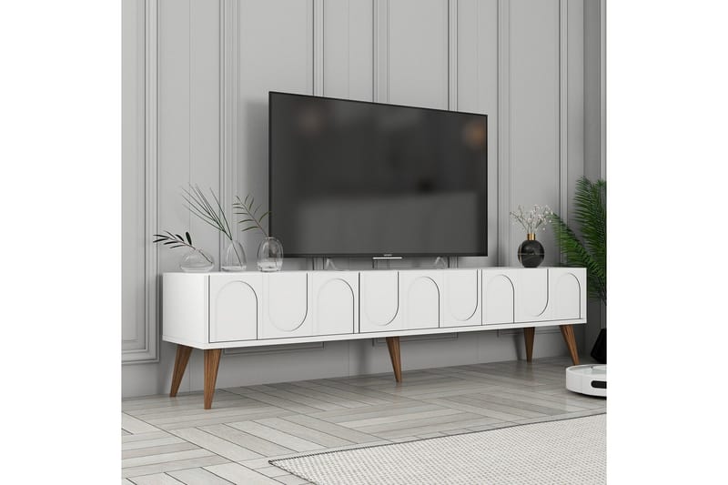 Hazim Tv-bænk 180 cm - Hvid/Valnød - Møbler - TV borde & mediemøbler - TV-borde